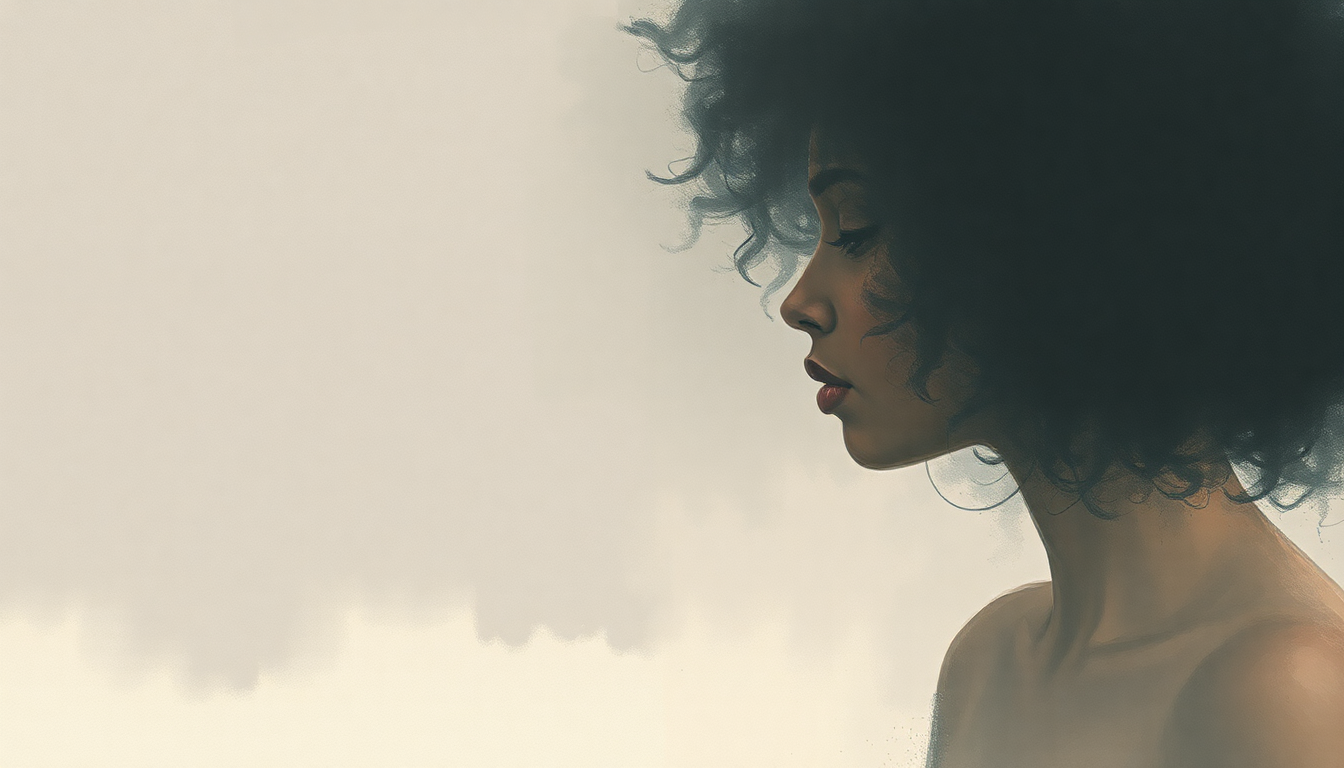 Fan-driven abstract illustration evoking the emotional arc of More Than a Woman by Angie Stone