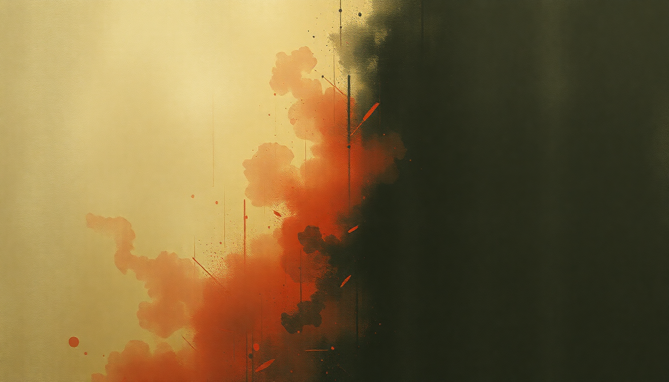 Fan-driven abstract illustration evoking the emotional arc of Mouth for War by Pantera