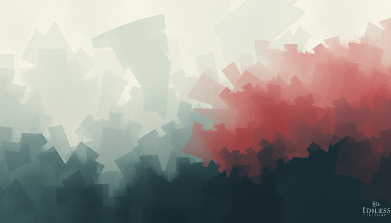 Fan-driven abstract illustration evoking the emotional arc of Mr Motivator by Idles