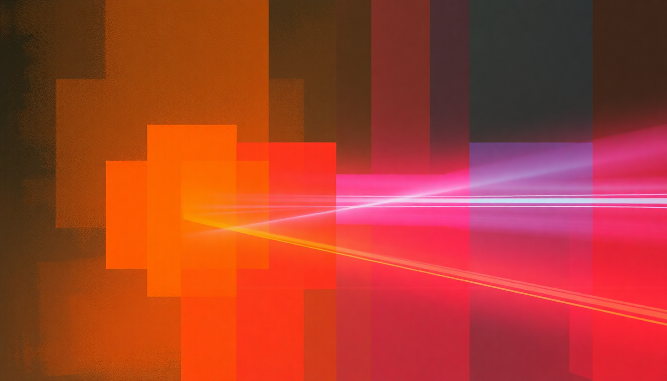 Fan-driven abstract illustration evoking the emotional arc of Musique Non Stop by Kraftwerk