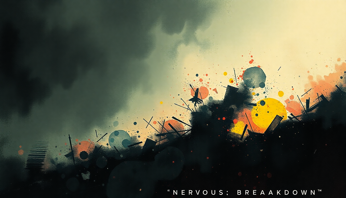 Fan-driven abstract illustration evoking the emotional arc of Nervous Breakdown by Black Flag