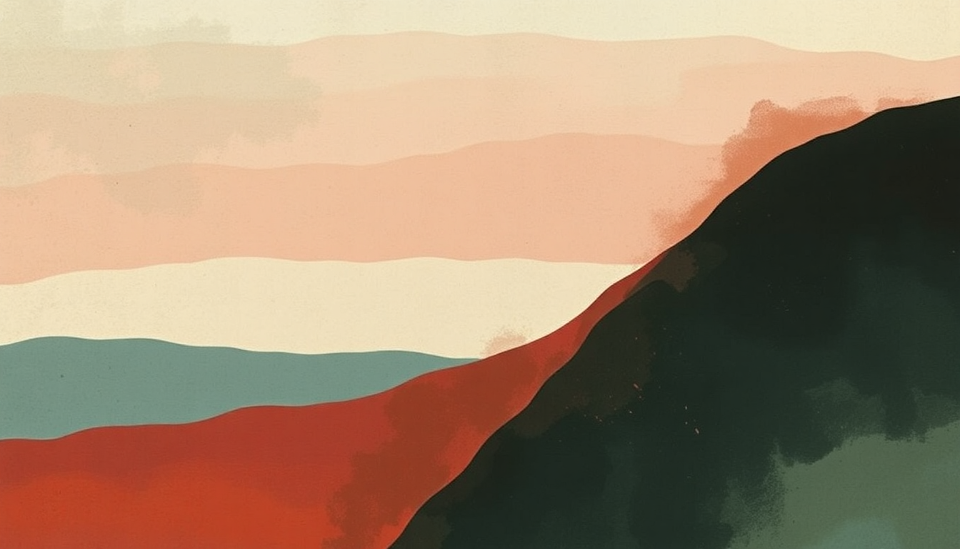 Fan-driven abstract illustration evoking the emotional arc of Never Old by Lambchop