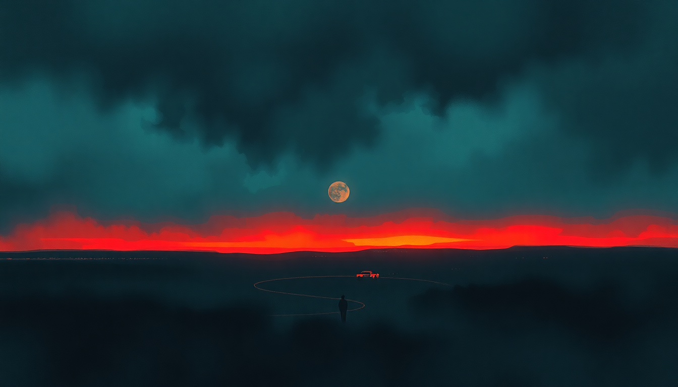 Fan-driven abstract illustration evoking the emotional arc of Never Talking to You Again by Husker Du