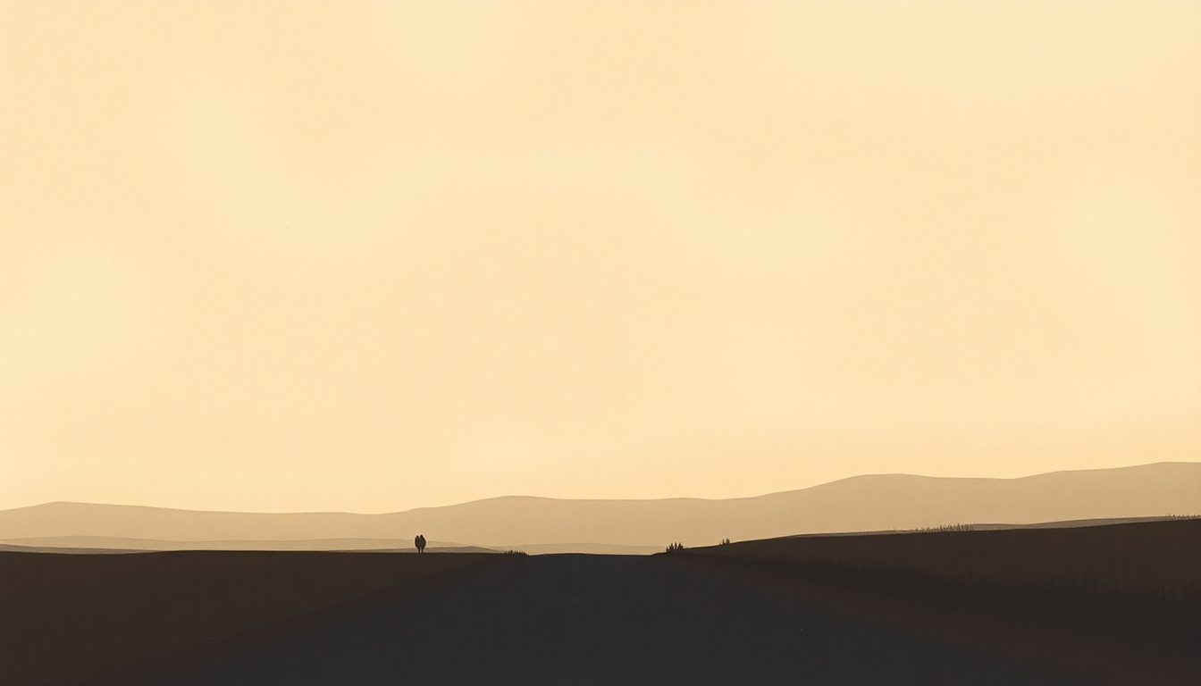 Fan-driven abstract illustration evoking the emotional arc of New Cut Road by Guy Clark