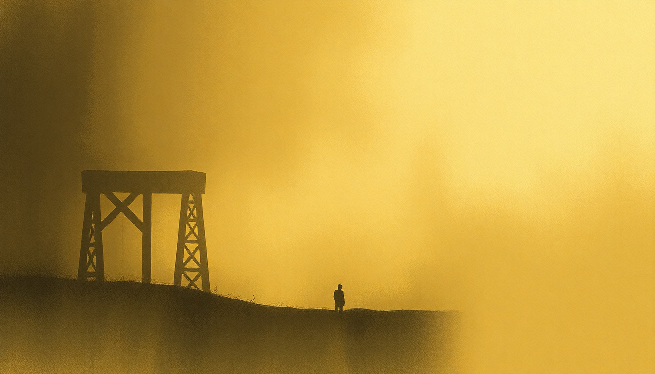 Fan-driven abstract illustration evoking the emotional arc of New York Mining Disaster 1941 by Bee Gees