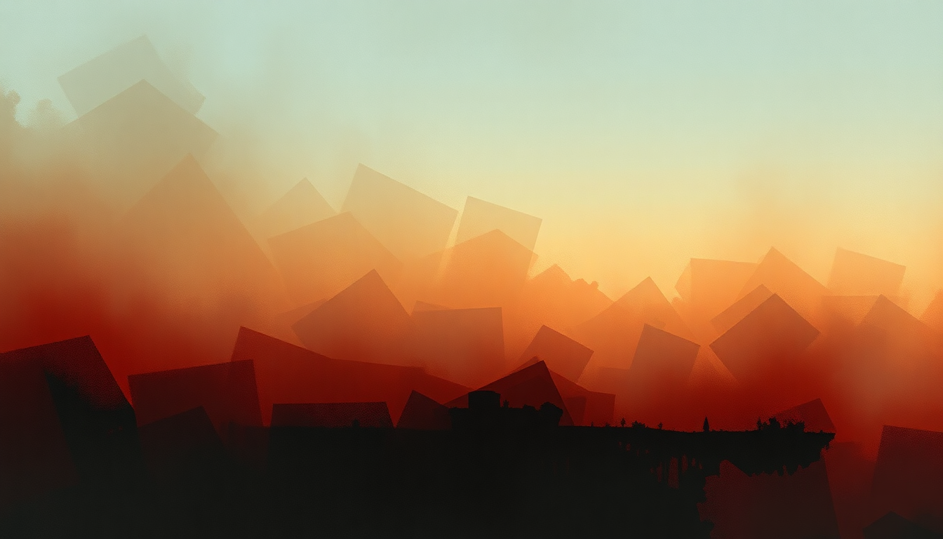 Fan-driven abstract illustration evoking the emotional arc of No Time for Caution by Hans Zimmer