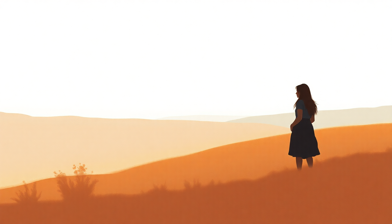 Fan-driven abstract illustration evoking the emotional arc of No Woman No Cry by Joan Baez