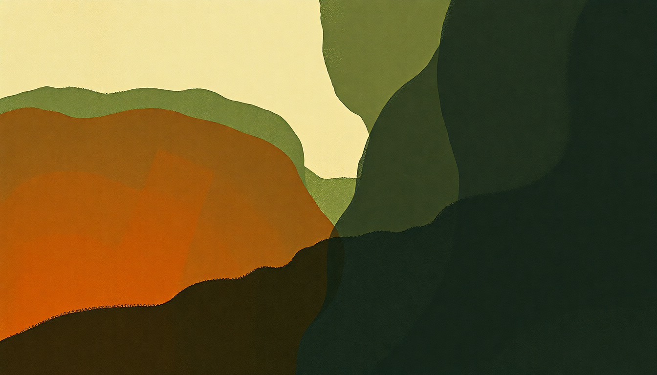 Fan-driven abstract illustration evoking the emotional arc of Ntsikana's Bell by Abdullah Ibrahim