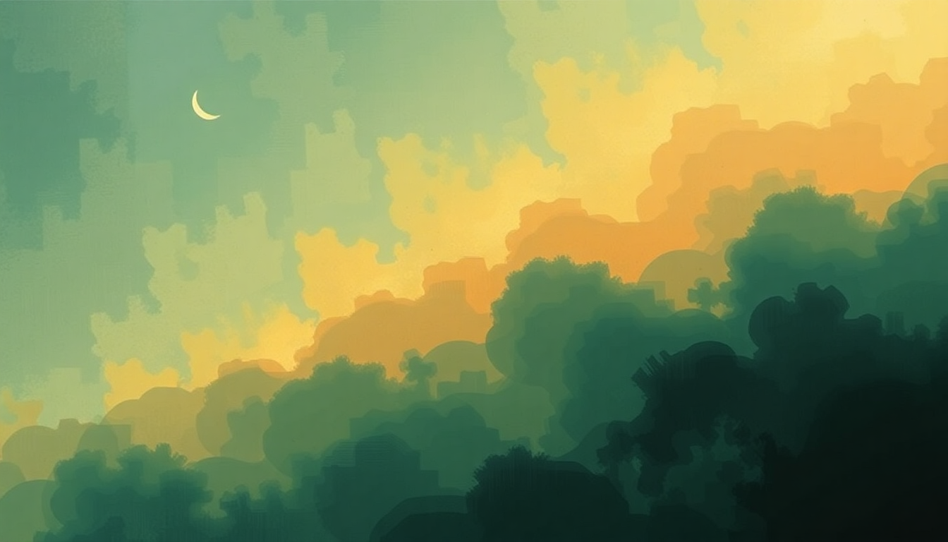 Fan-driven abstract illustration evoking the emotional arc of Oblivion by Astor Piazzolla