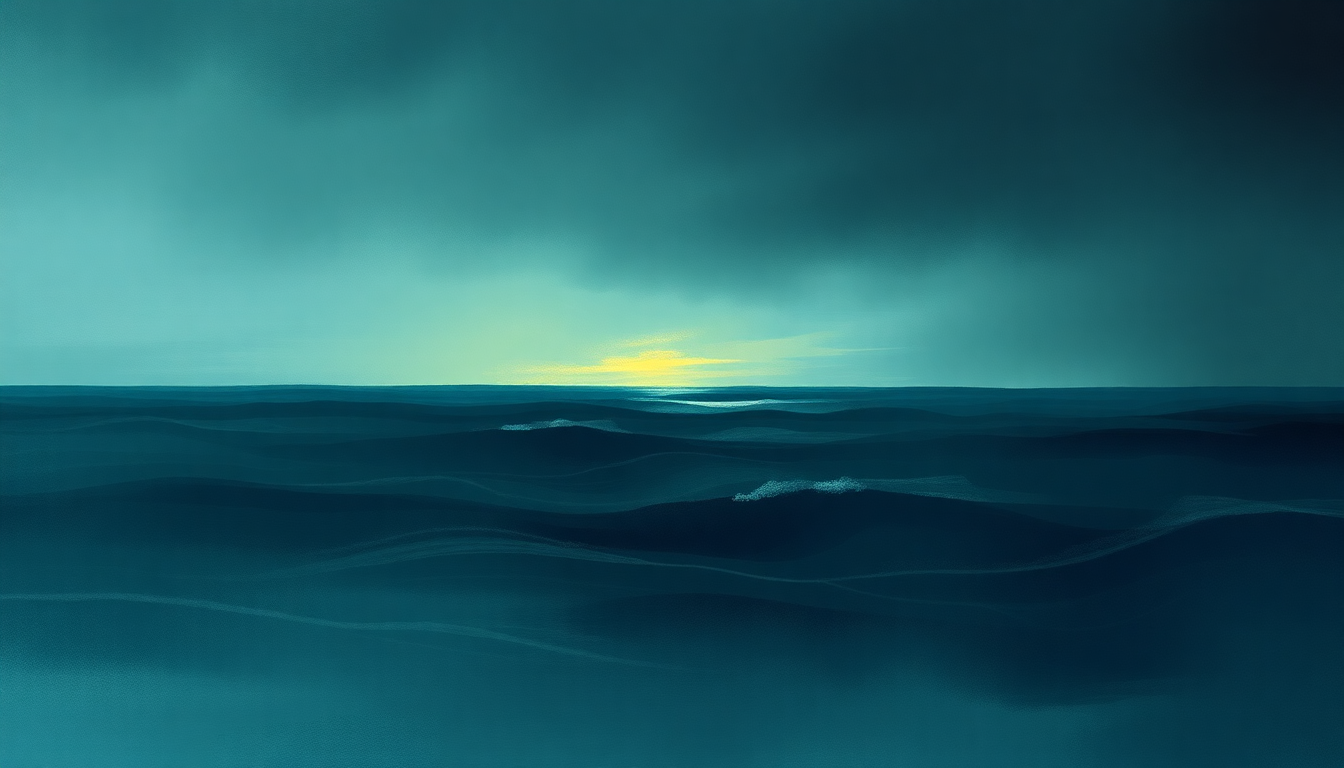 Fan-driven abstract illustration evoking the emotional arc of Oceanic by Isis