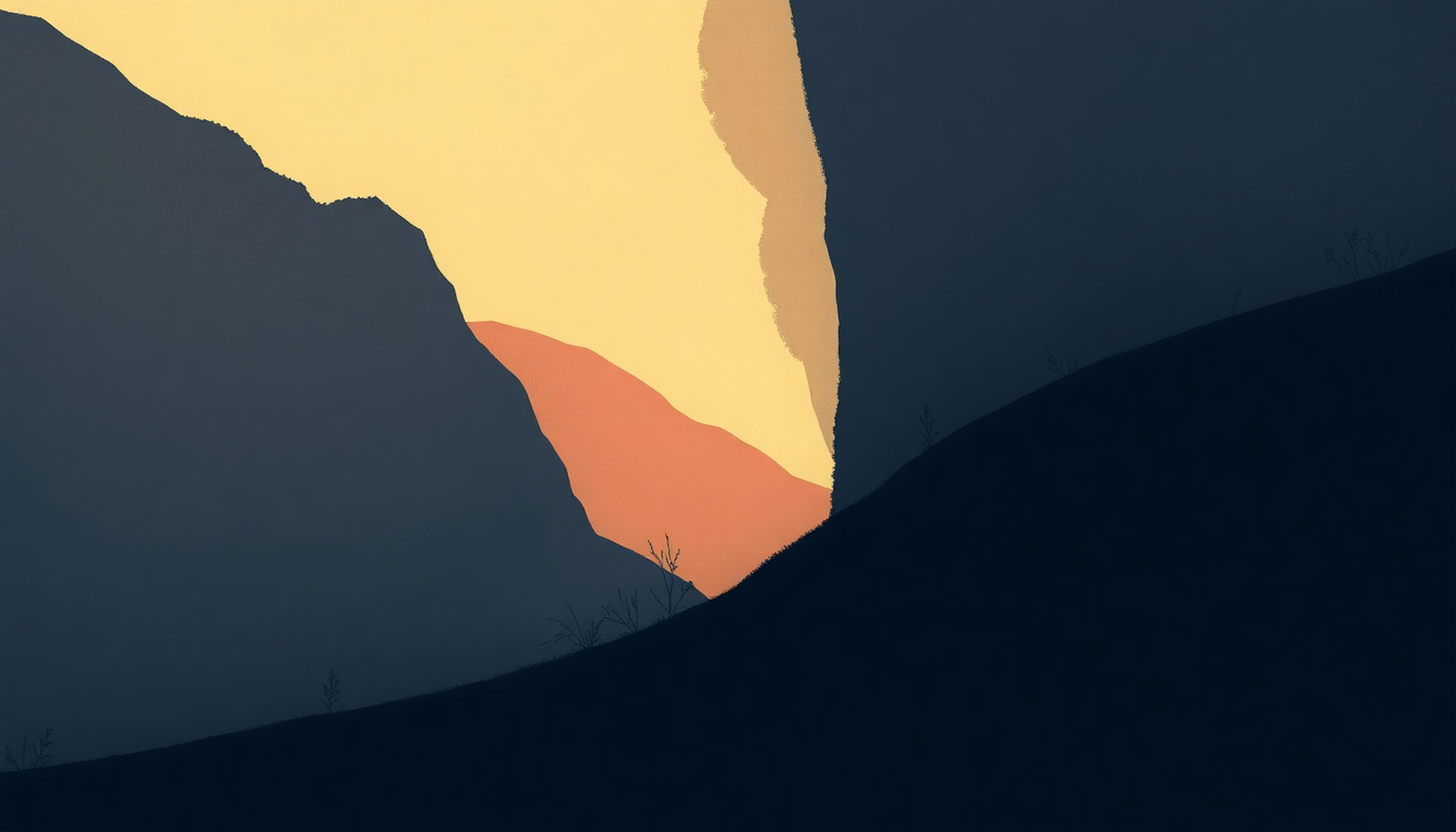 Fan-driven abstract illustration evoking the emotional arc of On Melancholy Hill by Gorillaz