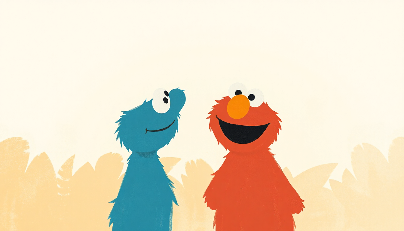 Fan-driven abstract illustration evoking the emotional arc of One of These Things by Sesame Street