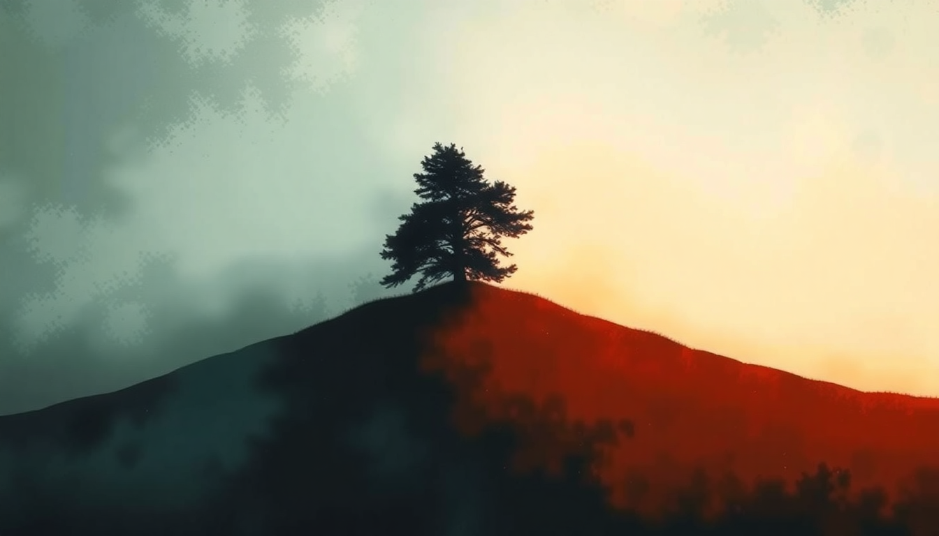 Fan-driven abstract illustration evoking the emotional arc of One Tree Hill by U2