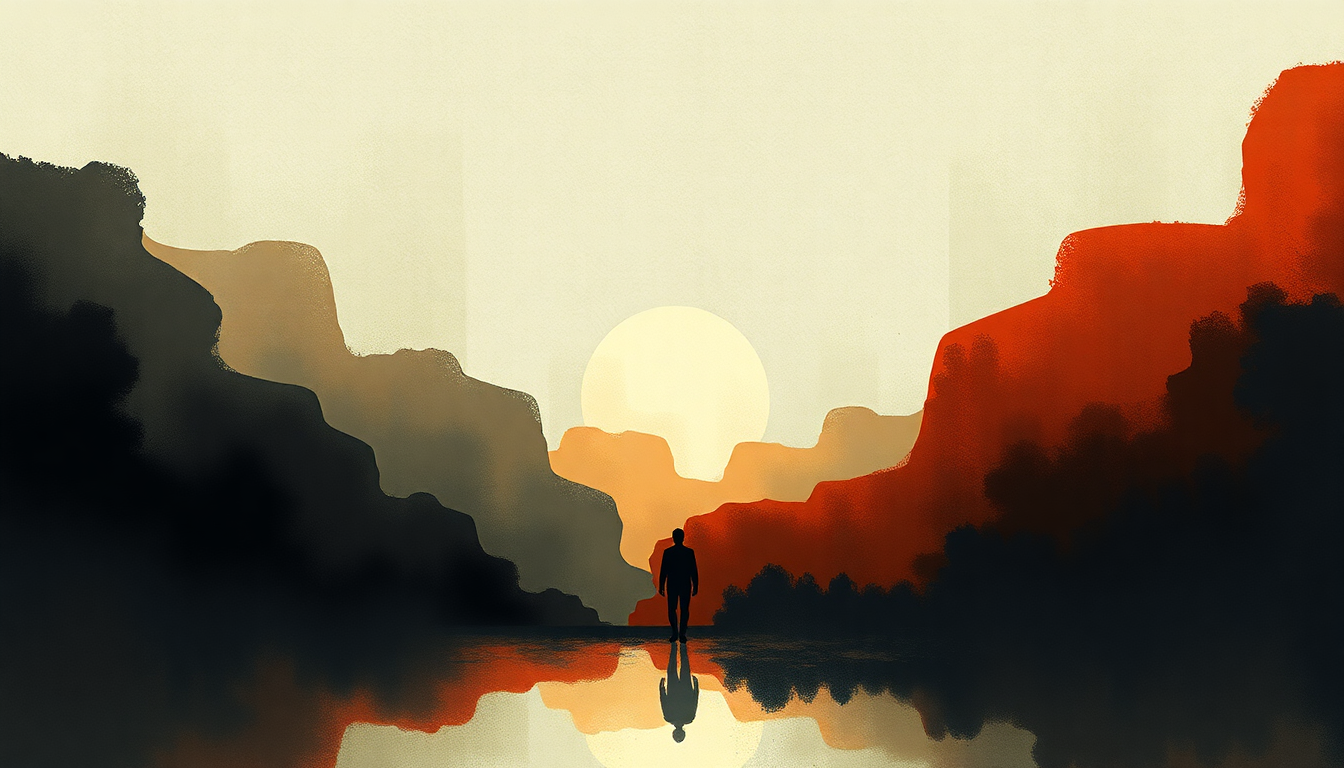 Fan-driven abstract illustration evoking the emotional arc of Orestes by A Perfect Circle