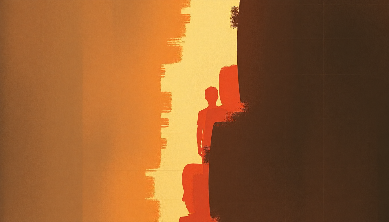 Fan-driven abstract illustration evoking the emotional arc of Outside of a Small Circle of Friends by Phil Ochs