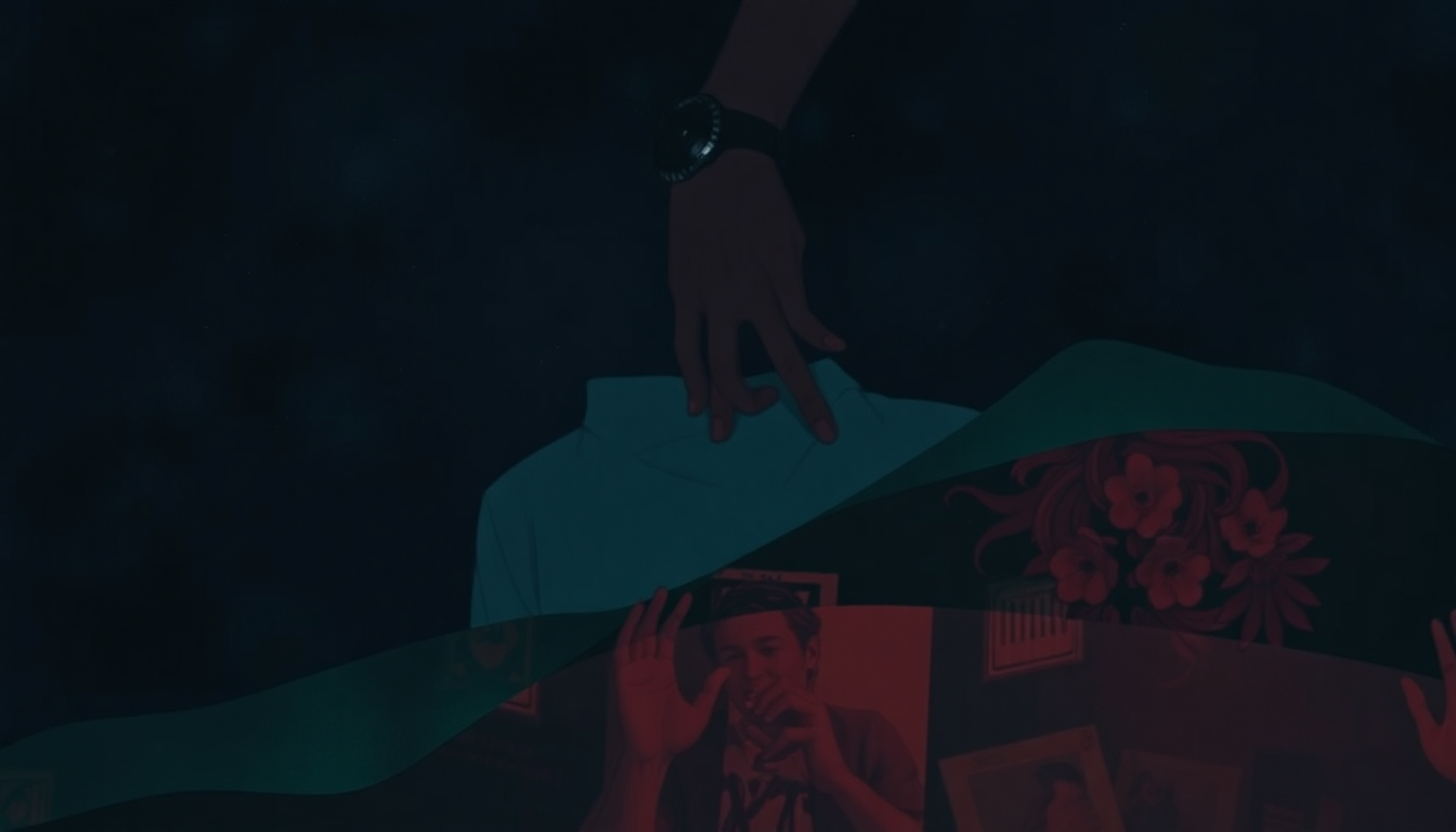 Fan-driven abstract illustration evoking the emotional arc of Papa Legba by Talking Heads