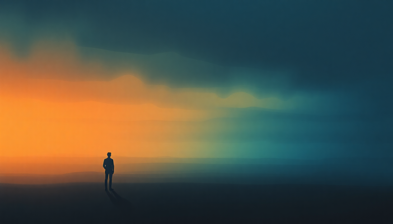 Fan-driven abstract illustration evoking the emotional arc of Passing Strangers by Ultravox