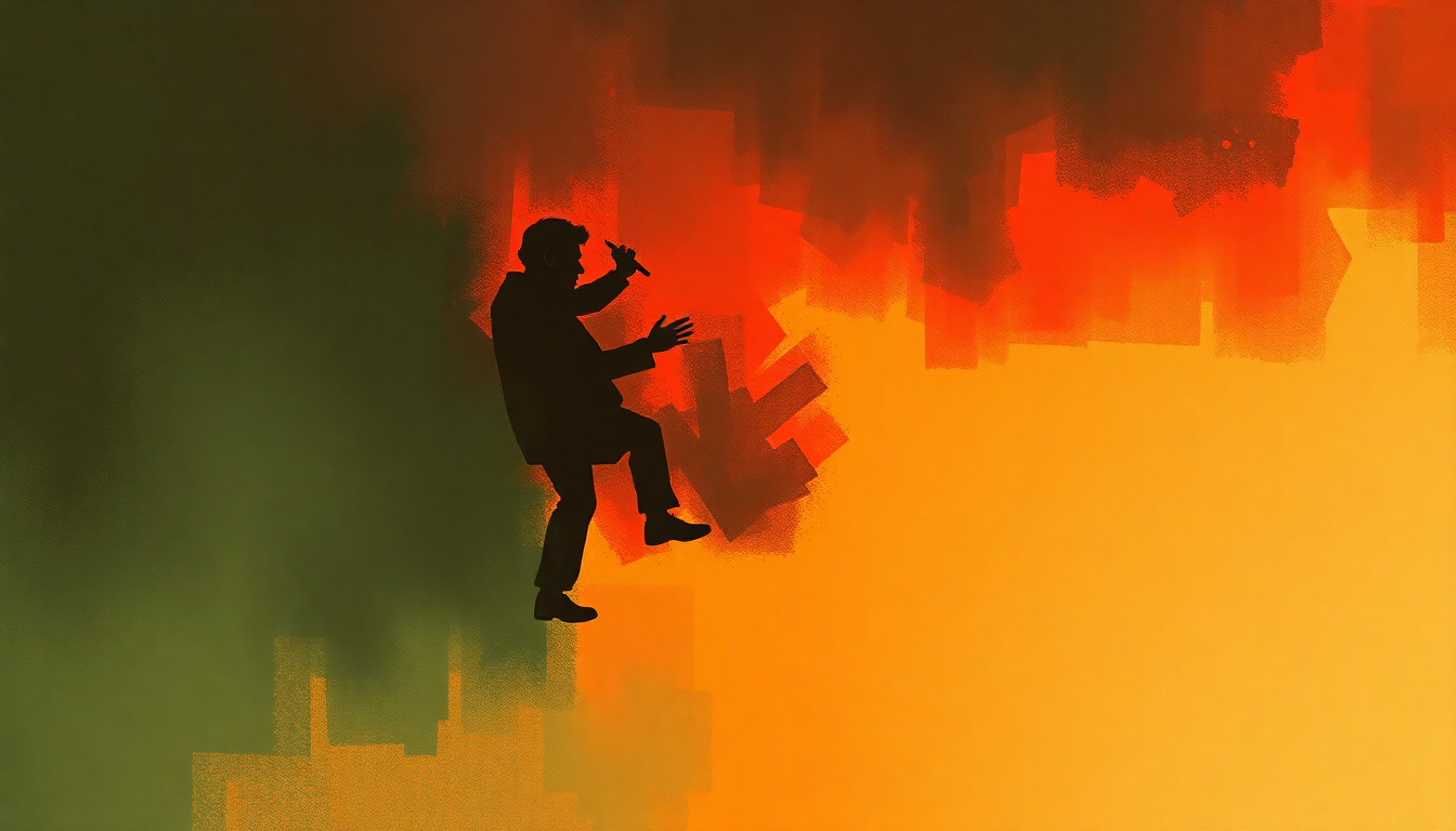 Fan-driven abstract illustration evoking the emotional arc of Passion Dance by McCoy Tyner