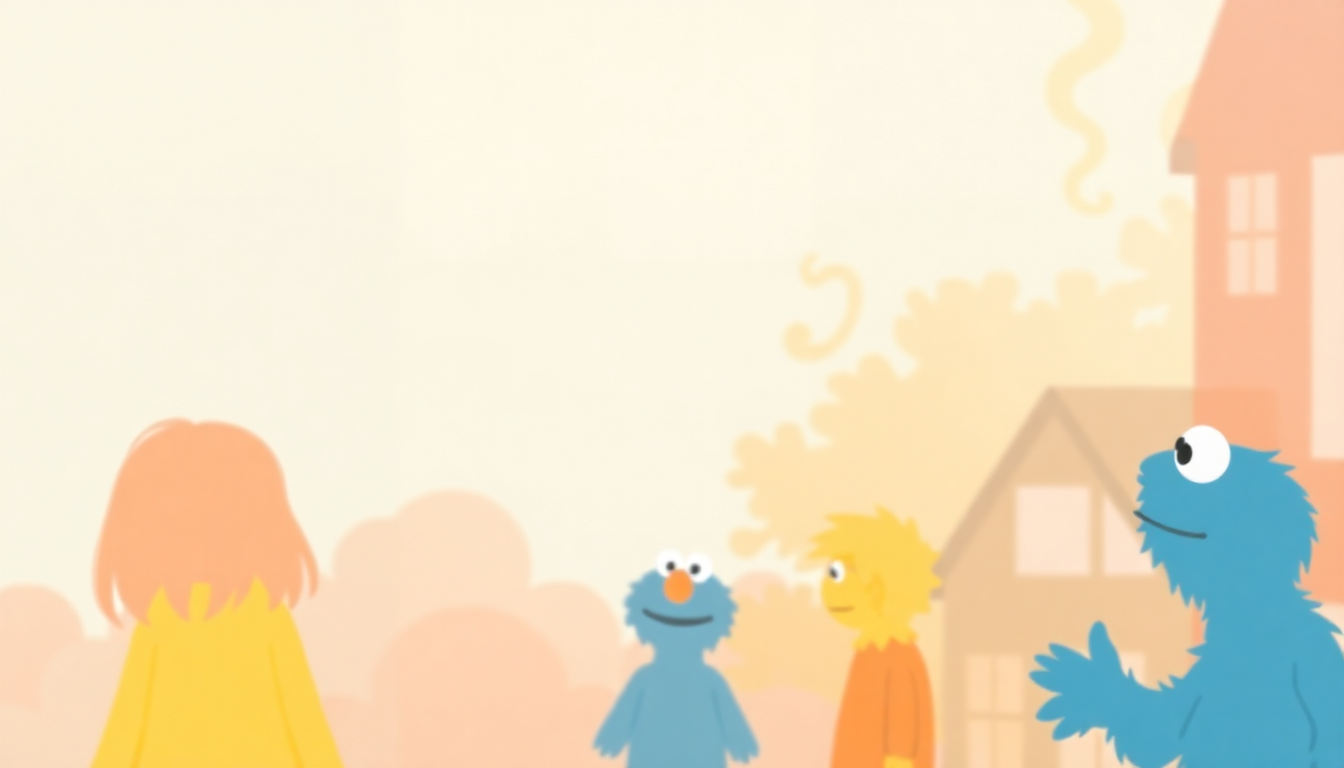 Fan-driven abstract illustration evoking the emotional arc of The People in Your Neighborhood by Sesame Street