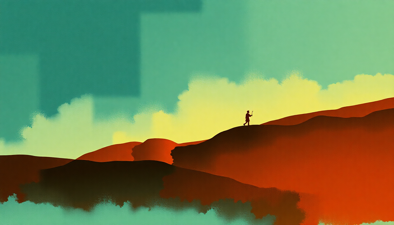 Fan-driven abstract illustration evoking the emotional arc of Perdido by Duke Ellington