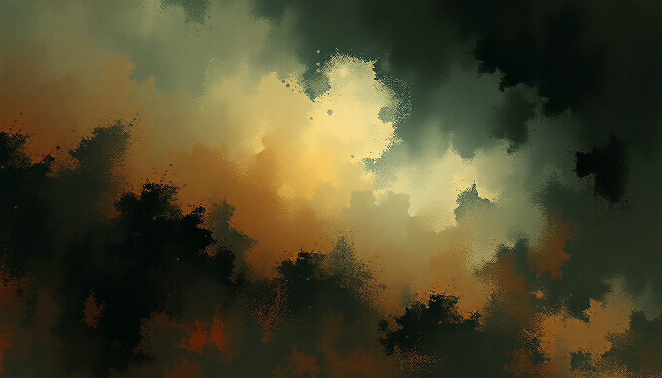 Fan-driven abstract illustration evoking the emotional arc of Petrushka by Igor Stravinsky