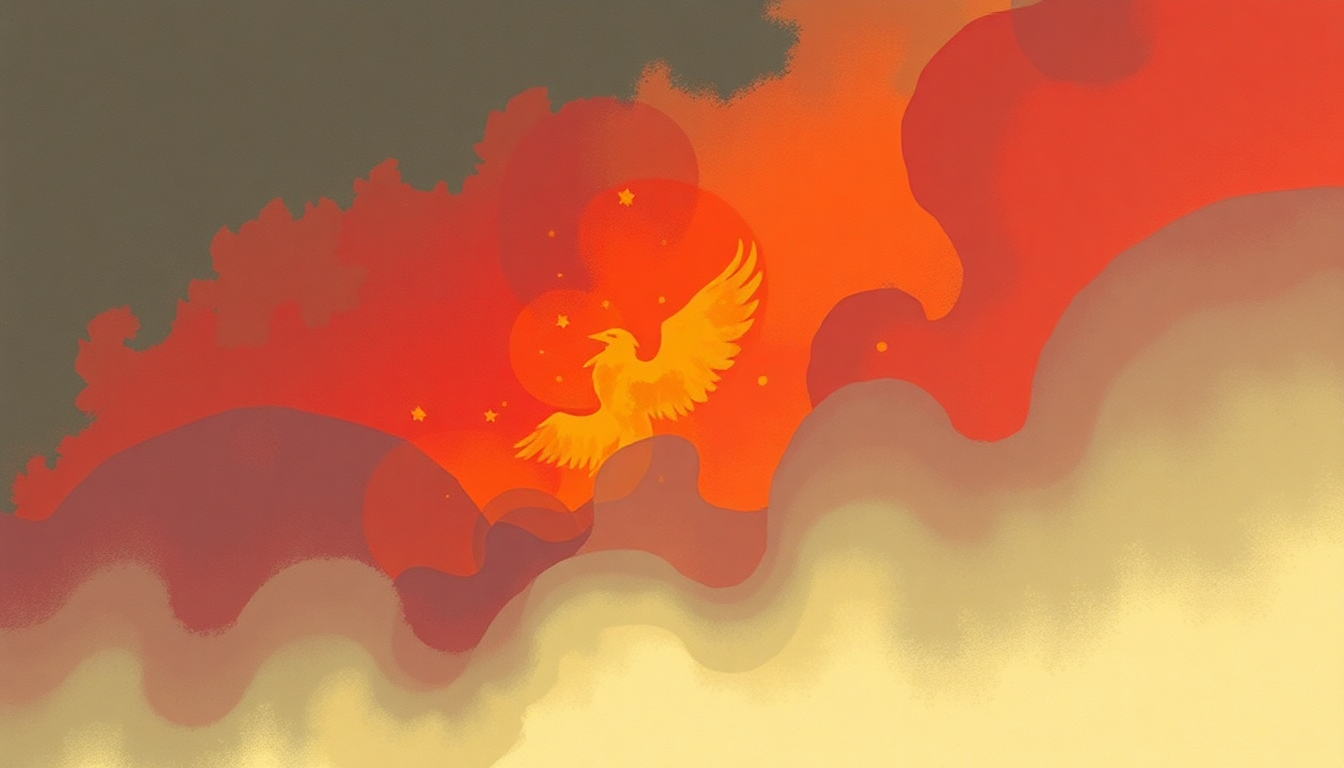 Fan-driven abstract illustration evoking the emotional arc of Phoenix by A$AP Rocky