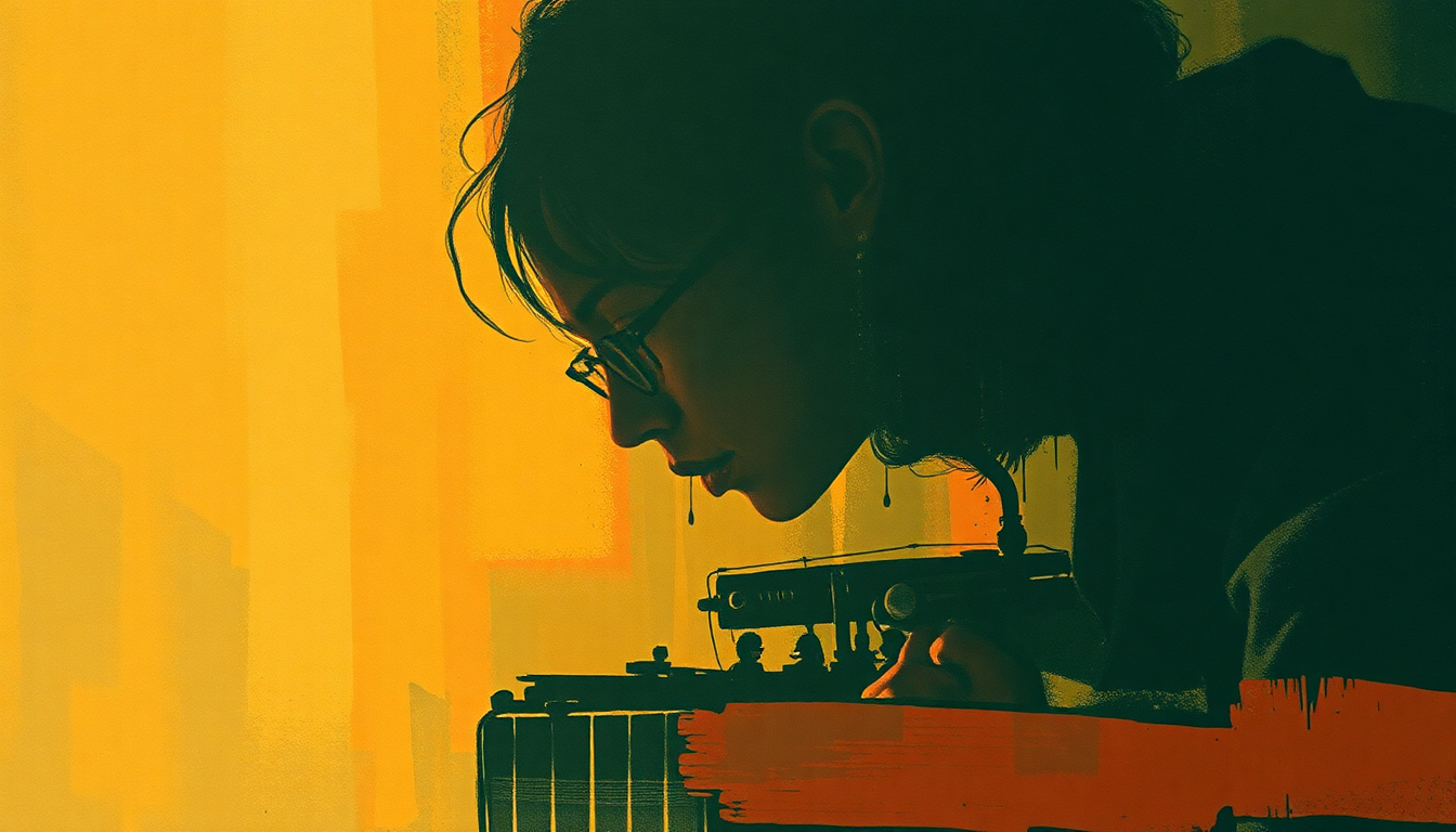 Fan-driven abstract illustration evoking the emotional arc of Phonograph Blues by Robert Johnson