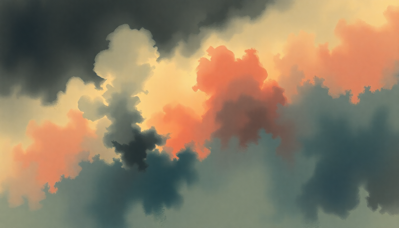 Fan-driven abstract illustration evoking the emotional arc of Piano Concerto No 1 by Emerson Lake and Palmer