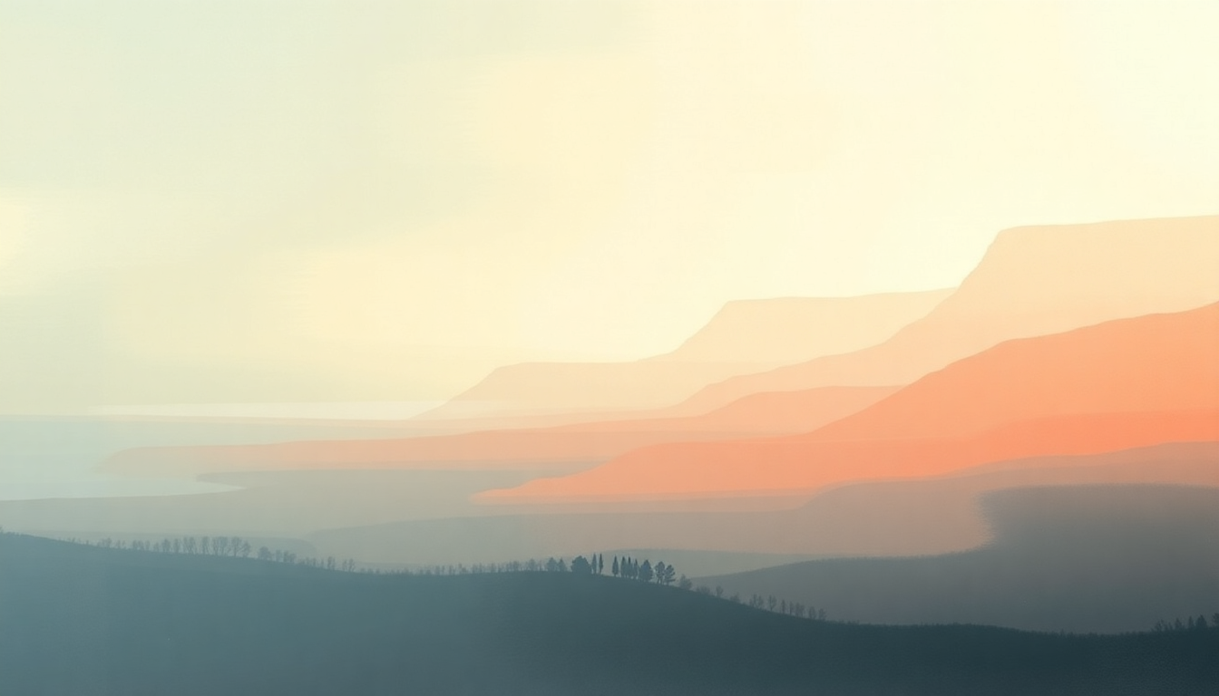 Fan-driven abstract illustration evoking the emotional arc of Picnic on a Frozen River / Deuxieme Tableux by Faust