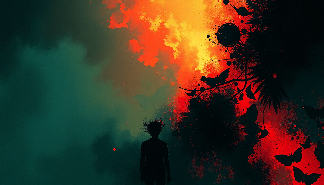 Fan-driven abstract illustration evoking the emotional arc of Plastic Surgery Disasters by Dead Kennedys