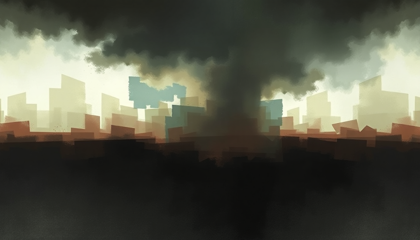 Fan-driven abstract illustration evoking the emotional arc of Pliable Foe by Isis