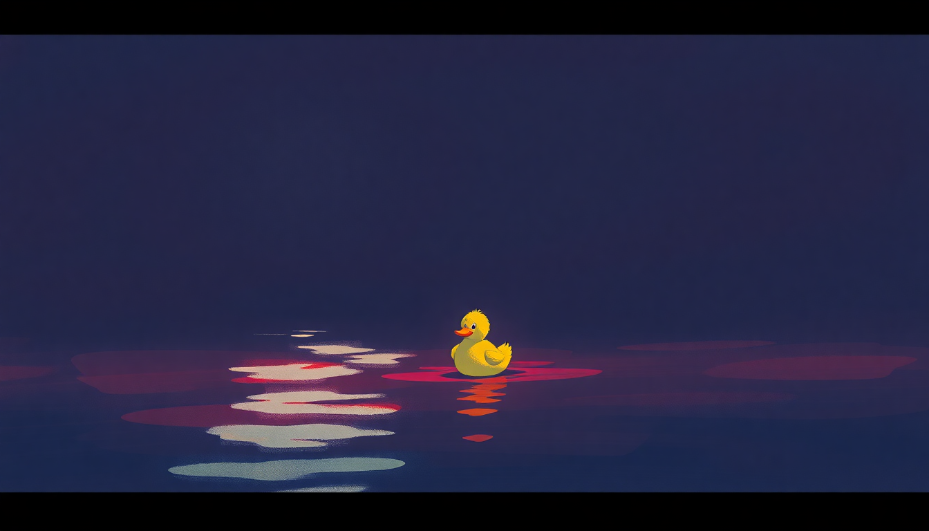 Fan-driven abstract illustration evoking the emotional arc of Put Down the Duckie by Sesame Street