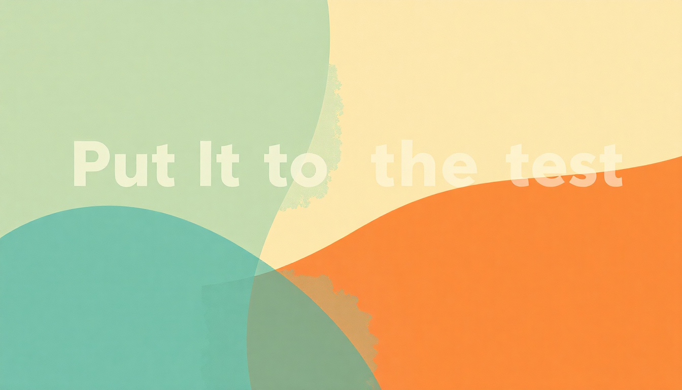 Fan-driven abstract illustration evoking the emotional arc of Put It to the Test by They Might Be Giants