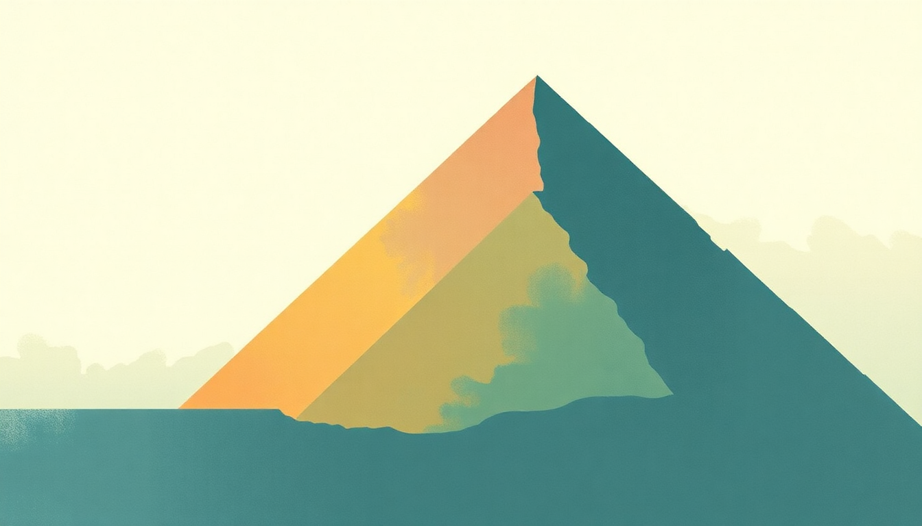 Fan-driven abstract illustration evoking the emotional arc of Pyramid by Four Tet