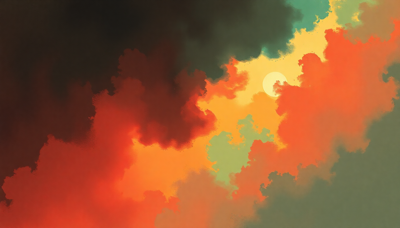 Fan-driven abstract illustration evoking the emotional arc of Quimbara by Celia Cruz