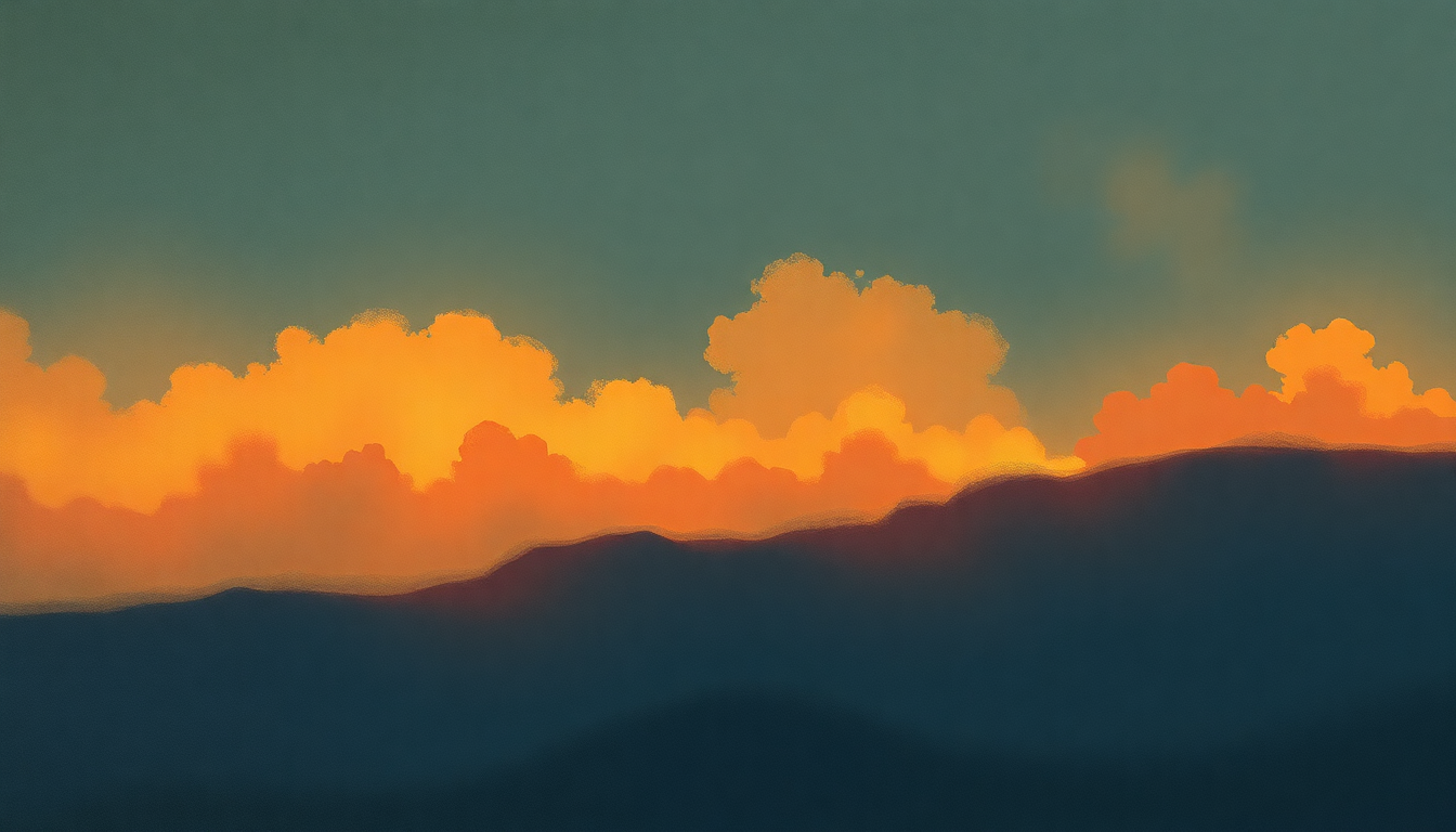 Fan-driven abstract illustration evoking the emotional arc of Rabo de Nube by Charles Lloyd