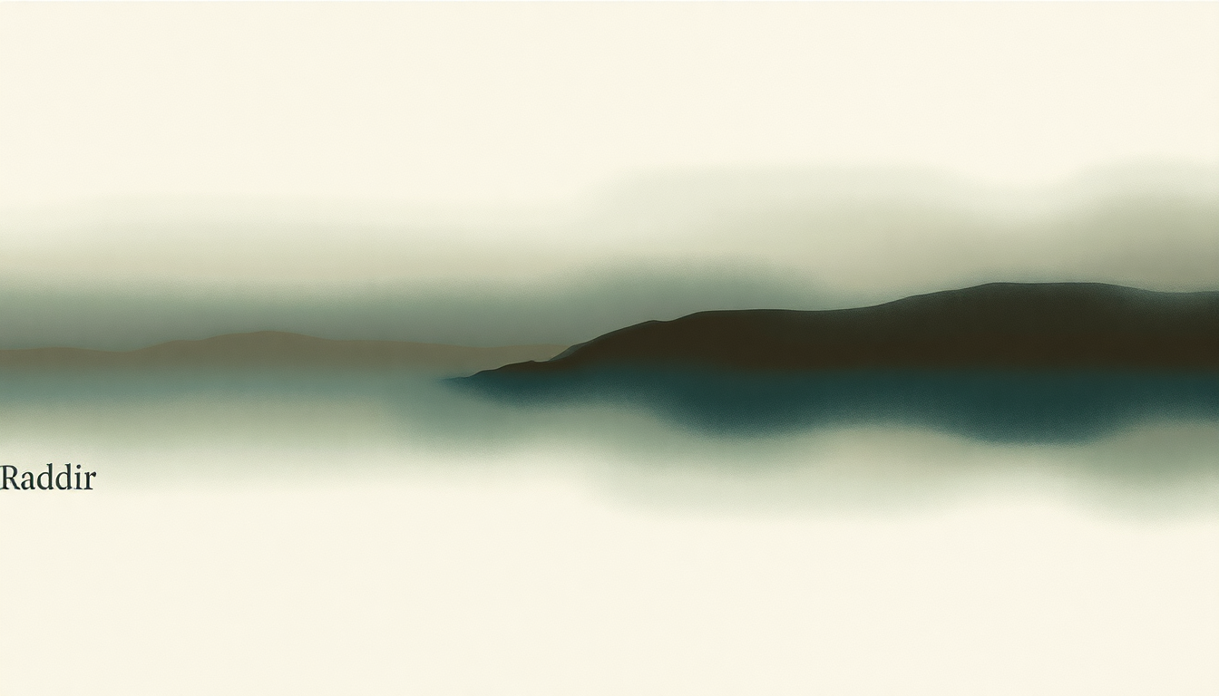 Fan-driven abstract illustration evoking the emotional arc of Raddir by Olafur Arnalds