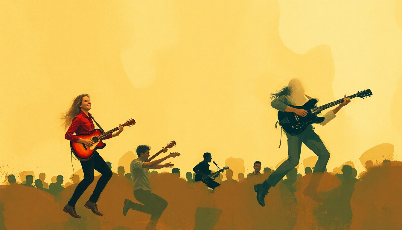 Fan-driven abstract illustration evoking the emotional arc of Rag Mama Rag by The Band