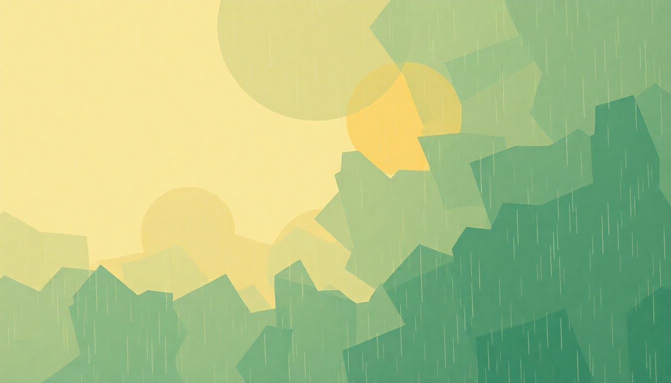 Fan-driven abstract illustration evoking the emotional arc of Rain by Madonna