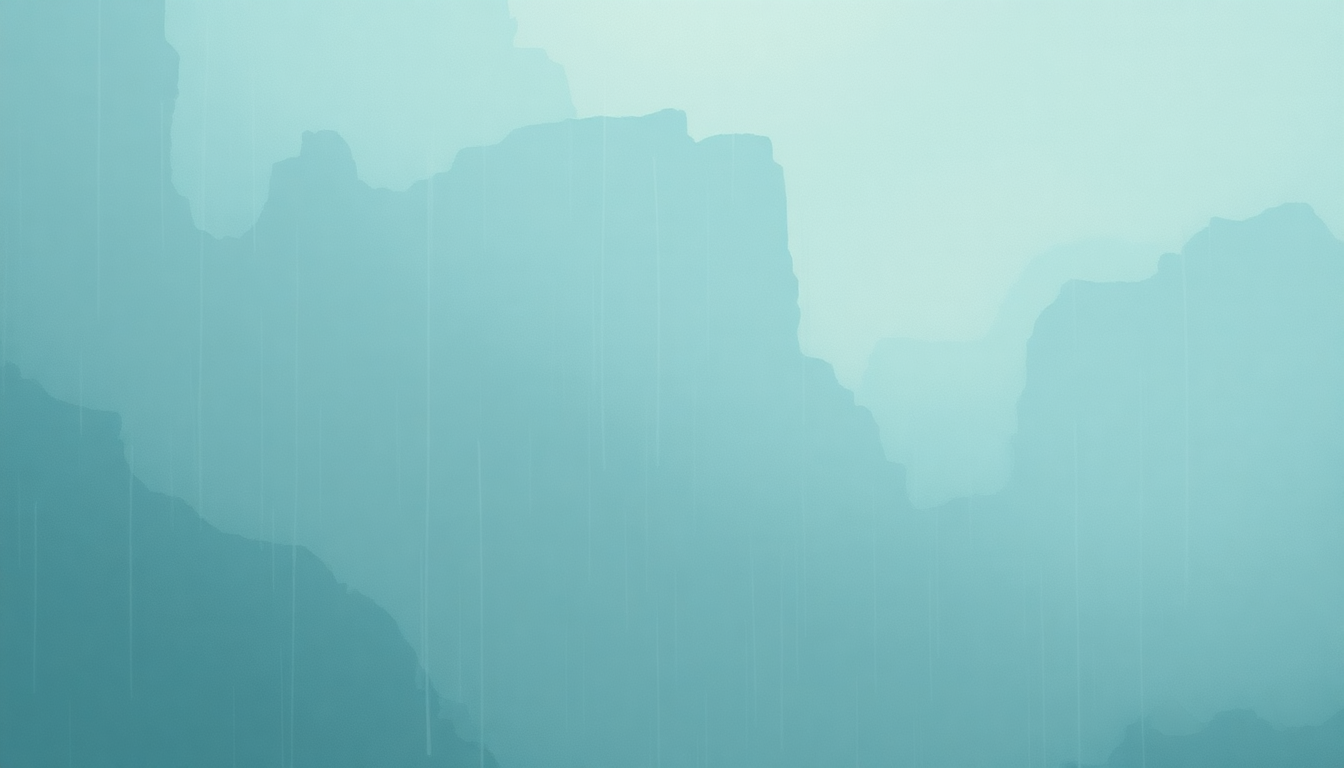 Fan-driven abstract illustration evoking the emotional arc of Rainfall by Appleseed Cast