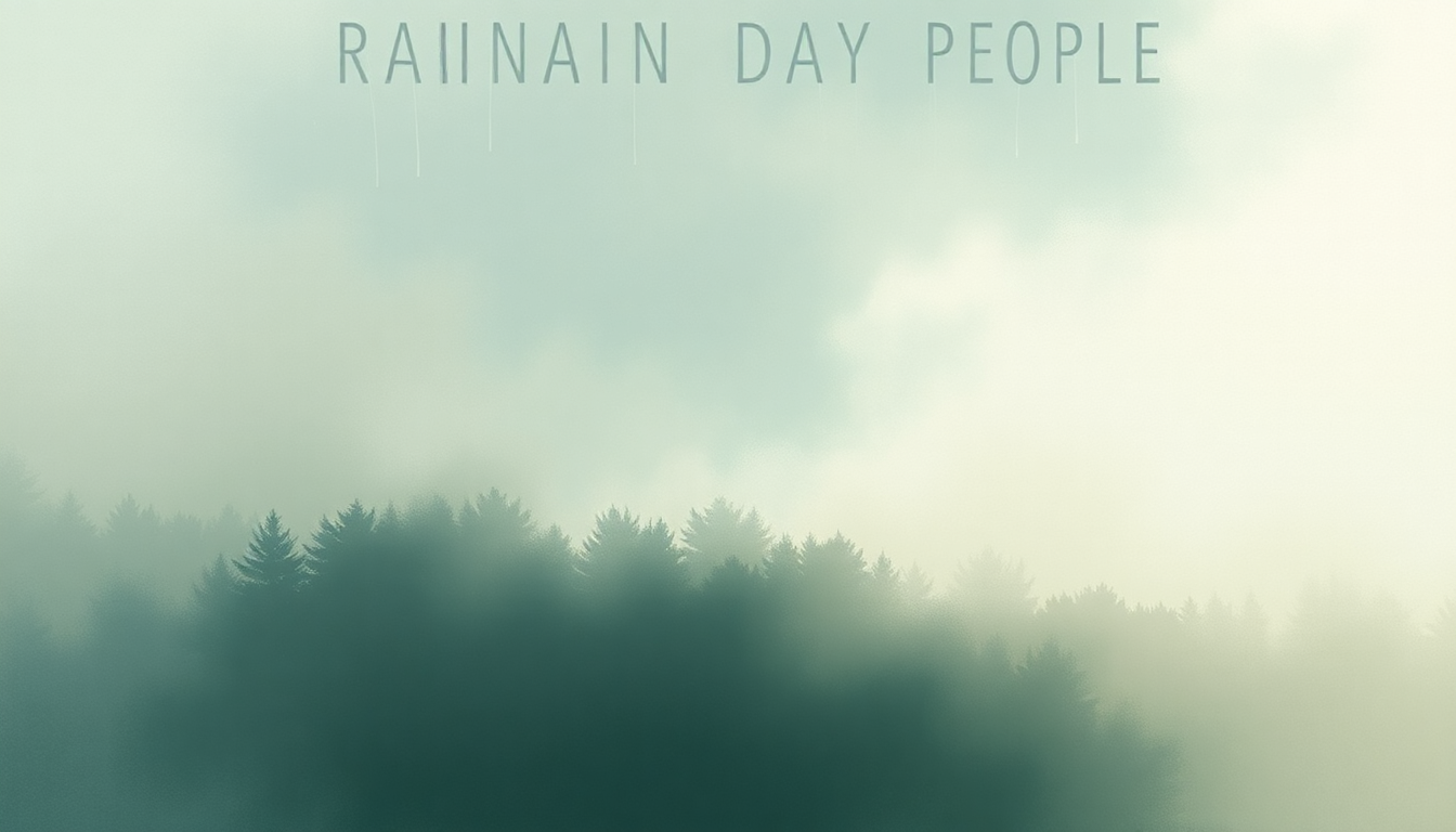 Fan-driven abstract illustration evoking the emotional arc of Rainy Day People by Gordon Lightfoot