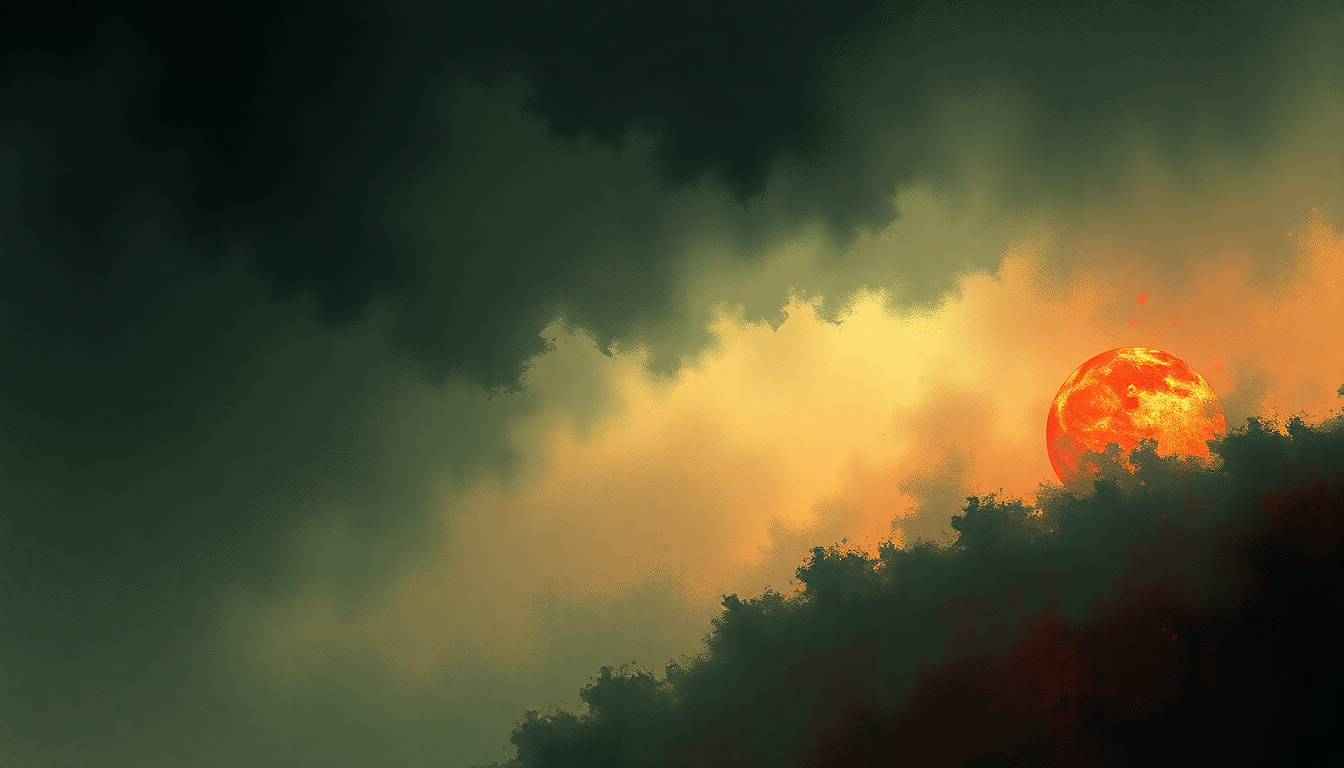 Fan-driven abstract illustration evoking the emotional arc of Redneck by Lamb of God