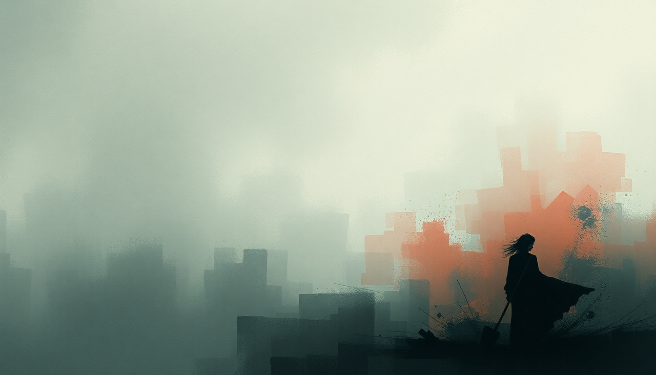 Fan-driven abstract illustration evoking the emotional arc of Requiem for Hell by Mono