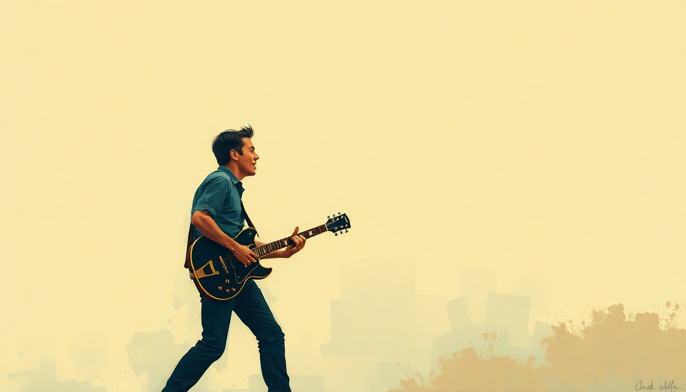 Fan-driven abstract illustration evoking the emotional arc of Rock and Roll Music by Chuck Berry