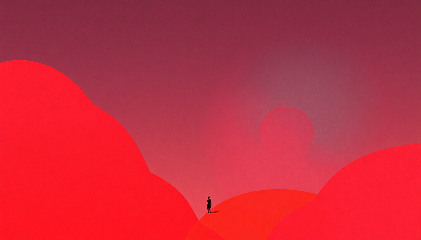 Fan-driven abstract illustration evoking the emotional arc of Rojo by J Balvin