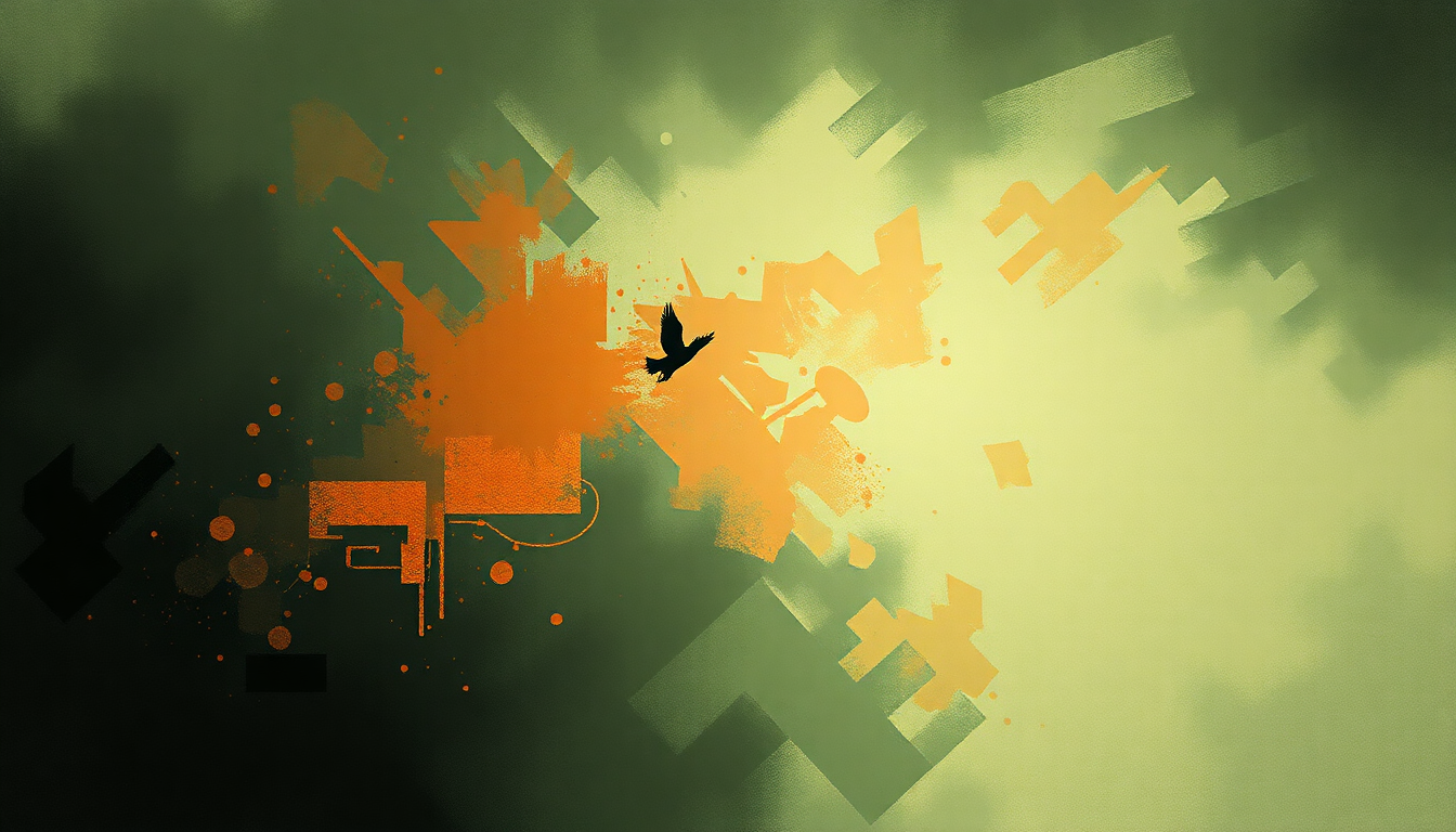 Fan-driven abstract illustration evoking the emotional arc of Rolodex Propaganda by At The Drive In