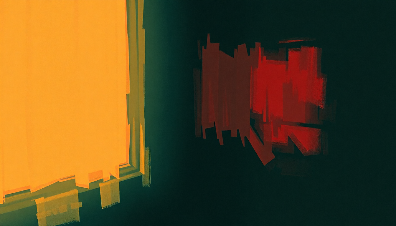 Fan-driven abstract illustration evoking the emotional arc of Room Without a Window by Operation Ivy