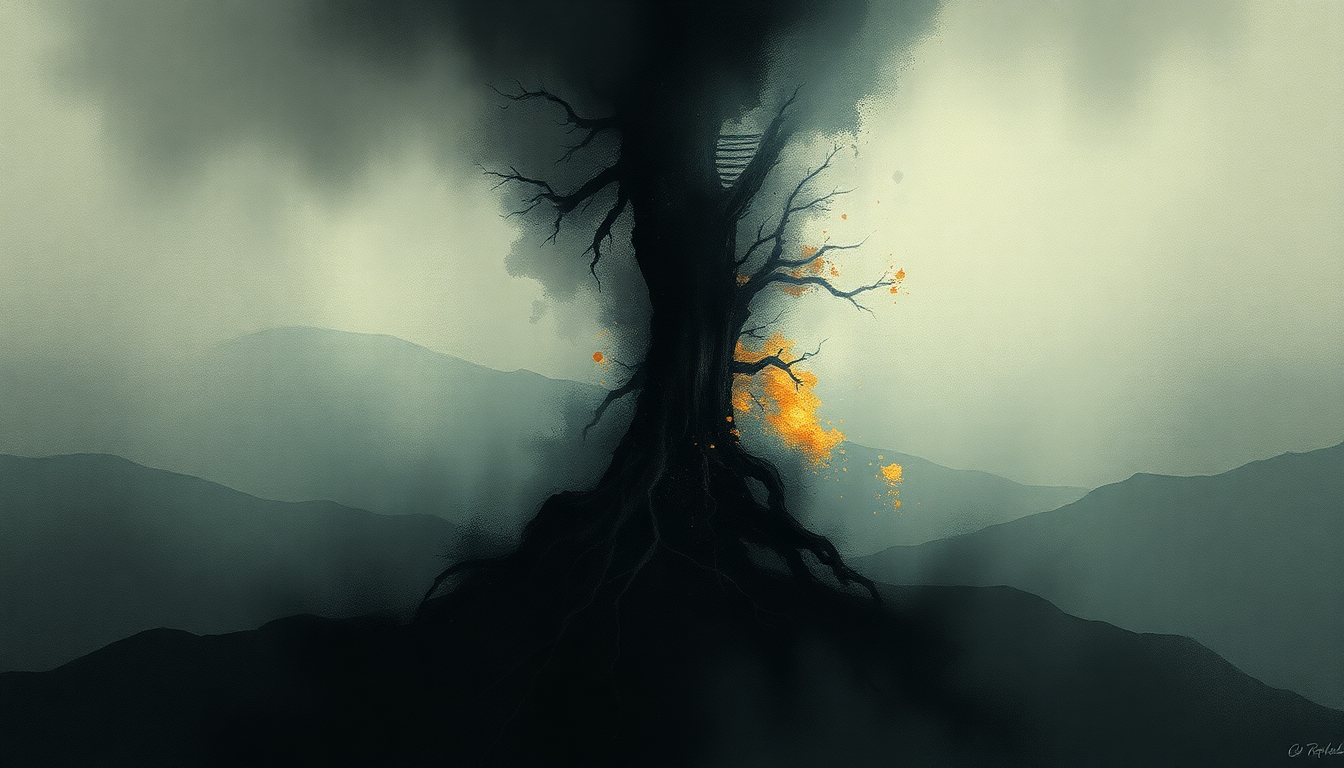 Fan-driven abstract illustration evoking the emotional arc of Root by Deftones