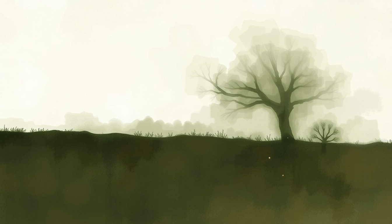 Fan-driven abstract illustration evoking the emotional arc of Rootless Tree by Damien Rice