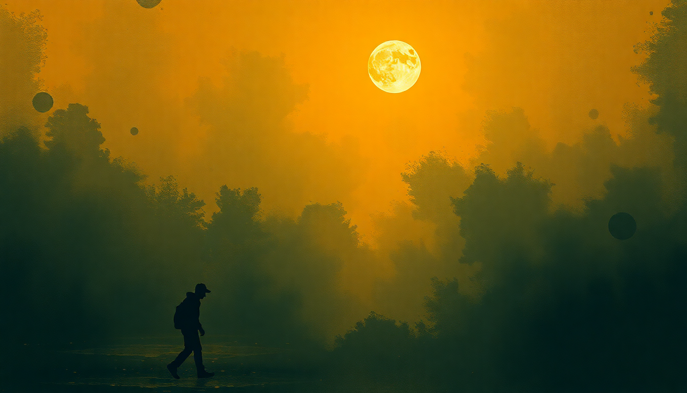 Fan-driven abstract illustration evoking the emotional arc of Round Midnight by Miles Davis